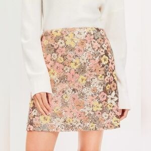 Loft Sequin Floral Mini Skirt, Size 2, New W/Tags